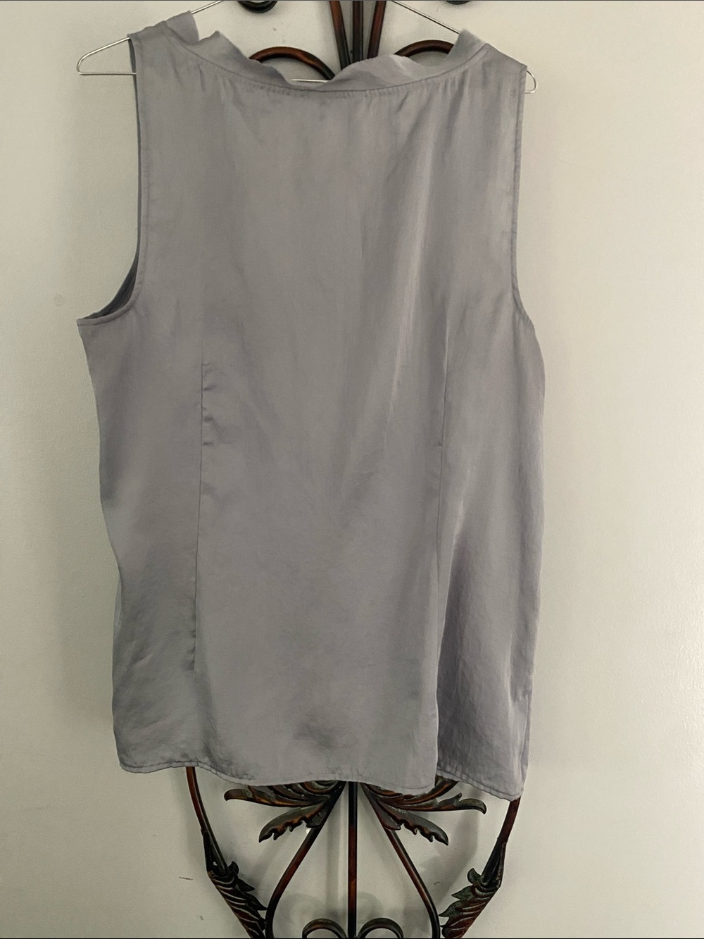 LOFT Light Gray Ruffle Front Sleeveless Shell - Picture 2 of 3